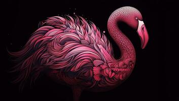 Illustration of a colorful and abstract flamingo created with AI generator photo