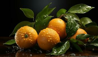 Realistic image of oranges. AI generated photo
