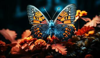 Colorful monarch butterfly. AI generated photo