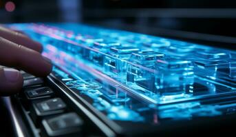 Colorful and transparent computer keyboard. AI generated photo