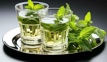 Medicinal mint tea. AI generated photo