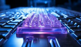 Colorful and transparent computer keyboard. AI generated photo