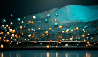 Abstract light blue background with connection network. AI generated photo