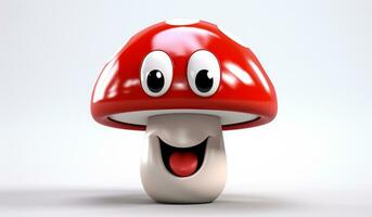 Funny mushroom with smiling face. AI generated photo