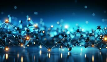 Abstract light blue background with connection network. AI generated photo