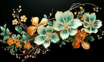 Beautiful flowers on dark background. AI generated photo