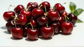 humble bunch of cherries, engaging picture of cherries. AI Generated photo