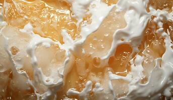 Closeup of beer foam. AI generated photo
