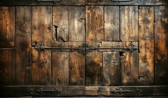 Clásico antiguo madera puerta. ai generado foto