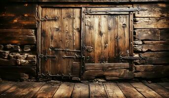 Vintage old wood gate. AI generated photo