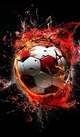 fútbol pelota en fantasía ambiente. concepto deporte. ai generado foto