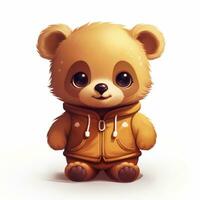 Cute cartoon of a baby bear for illustrations for children. AI Generated photo
