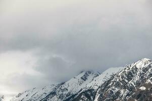 Winter landscape mountains with snow photo