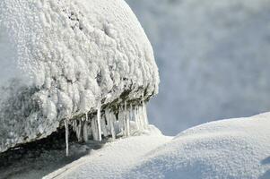 Winter landscape mountains with snow photo