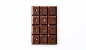 Dark chocolate bar isolated on white background. AI generated photo