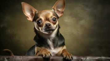 Realistic portrait of Chihuahua dog. AI generated photo