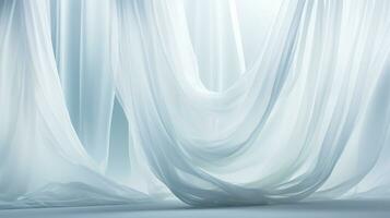 Draped and floating transparent curtain. AI generated photo