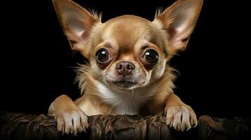 Realistic portrait of Chihuahua dog. AI generated photo