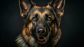 Realistic portrait of german shepherd dog. AI generated photo