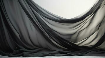 Draped and floating transparent curtain. AI generated photo