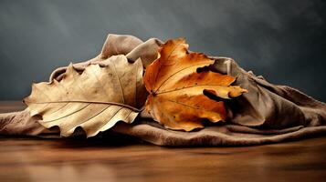 todavía vida con seco hojas con otoño colores. ai generado foto