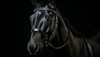Majestic stallion, beauty in nature, racing with elegance and grace generated by AI photo