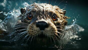 Cute puppy, wet fur, small snout, playful indoors, fluffy spaniel generated by AI photo