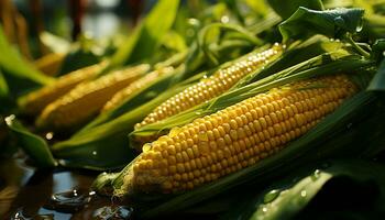 Freshness of nature harvest healthy, organic, green vegetables on table generated by AI photo