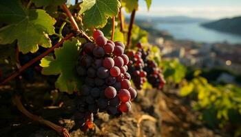 Grapevine nurtures nature fruit, agriculture thrives in winery winemaking generated by AI photo