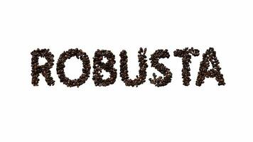 Animated Typeface Out Of Coffee Beans The Text robust With Alpha Channel video