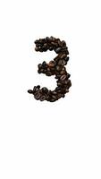 Animated Coffee typeface text with alpha channel the character 3 video