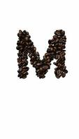 Animated Coffee typeface text with alpha channel the character M video