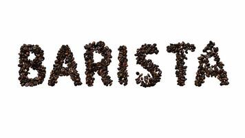 Animated Typeface Out Of Coffee Beans The Text baristaWith Alpha Channel video