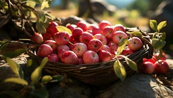 Fresh organic fruit basket, a taste of nature healthy harvest generated by AI photo