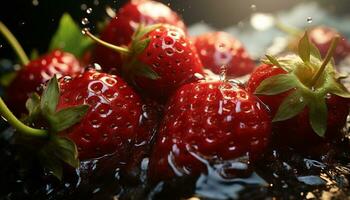 Freshness and nature in a bowl, juicy berry fruit refreshment generated by AI photo