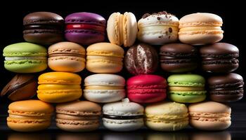 A delightful stack of macaroons, a sweet French indulgence generated by AI photo