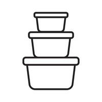 Food container icon. Lunchbox icon. Organising food storage containers. Vector icon isolated on white background.