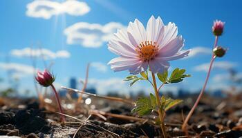 Vibrant flowers bloom in a meadow, embracing the summer season generated by AI photo