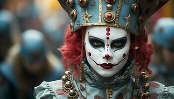 un vistoso carnaval de culturas, mascaras, y tradicional disfraces generado por ai foto