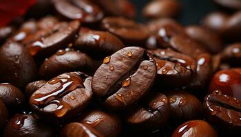 Freshness and heat in a dark coffee bean backdrop generated by AI photo