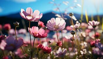 Vibrant yellow daisy blossoms in meadow, nature summer beauty generated by AI photo