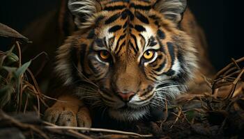 Bengala tigre, feroz y hermoso, miradas dentro el bosque generado por ai foto