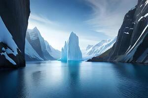 un colosal de cabotaje hielo sábana formando un característica giro terminado el hueso Relajado aguas ai generado foto