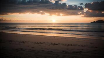 Calm Shoreline Sunset. Make a calm and astounding shoreline scene with a colorful nightfall over the horizon. photo