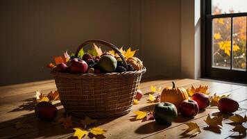 Thanksgiving foundation, bushel with collect time unused Common thing and collect time takes off. photo