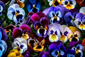 Colorful flowers called pansies were given as a gift for Mother's Day., AI Generated photo