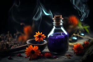 Witch's remedy, charming expansive scale capturing powerful request. Creative resource, AI Generated photo