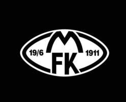 Molde FK Club Logo Symbol White Norway League Football Abstract Design Vector Illustration With Black Background