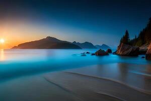 A mesmerizing submerged scene with bioluminescent animals enlightening the profundities. photo