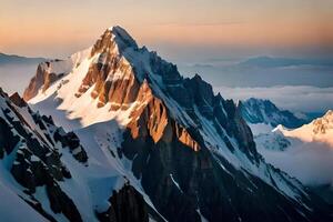 A breathless syndicate of a snowcapped batch request bathed in the affectionate crust of the rising sunlight. Creative resource, photo